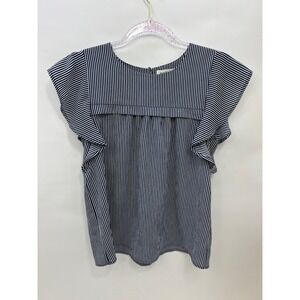 Monteau‎ Striped Blouse Top White and Black Womens Size Medium - Pretty!